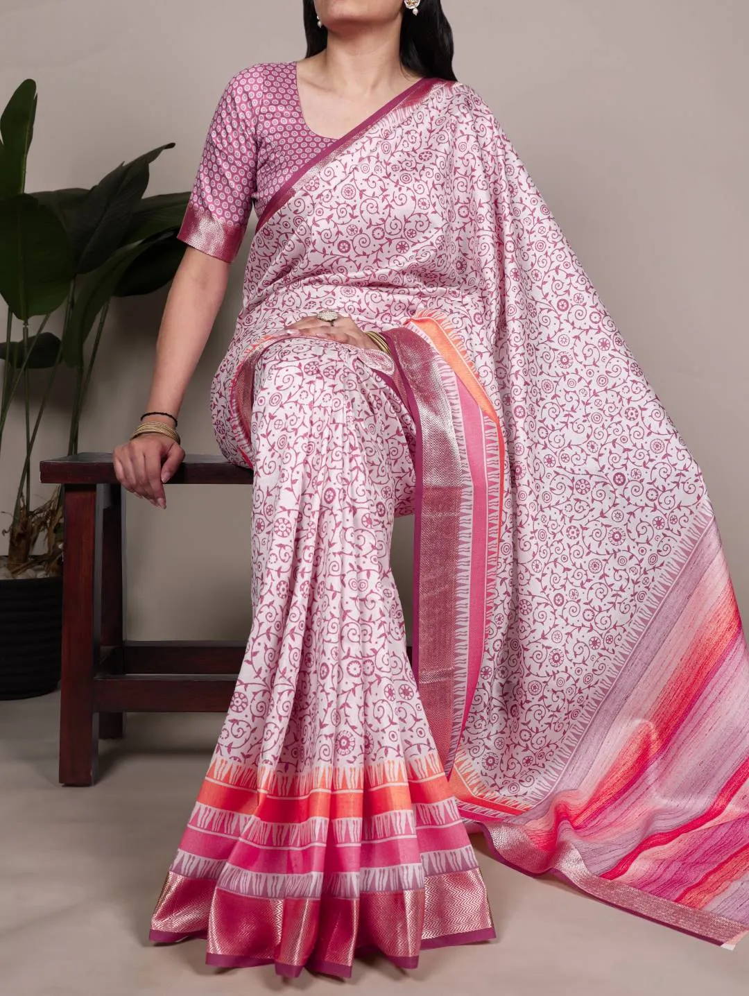 Beautiful WMN 7055 Tasar Silk Printed Festival Saree Wholesale 2026