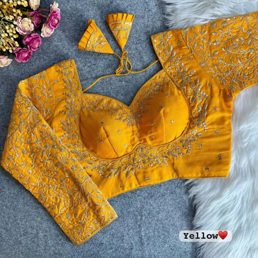 Stylish Mrunal Mumta Vichitra Silk Embroidery Bridal Readymade Blouse 2026