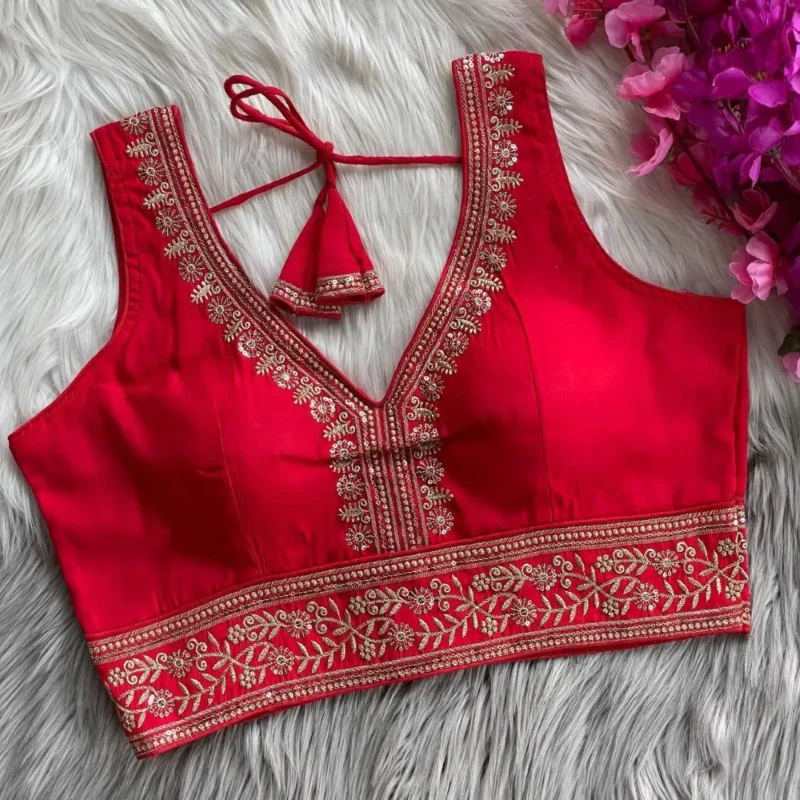 Buy Mrunal 312 Mahi Roman Silk Embroidery Festival Readymade Blouse 2026
