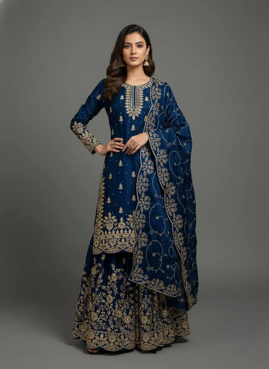 Stylish Sabina 5319 Gmy Silk Embroidery Party Wear Sharara Suit Wholesale 2026