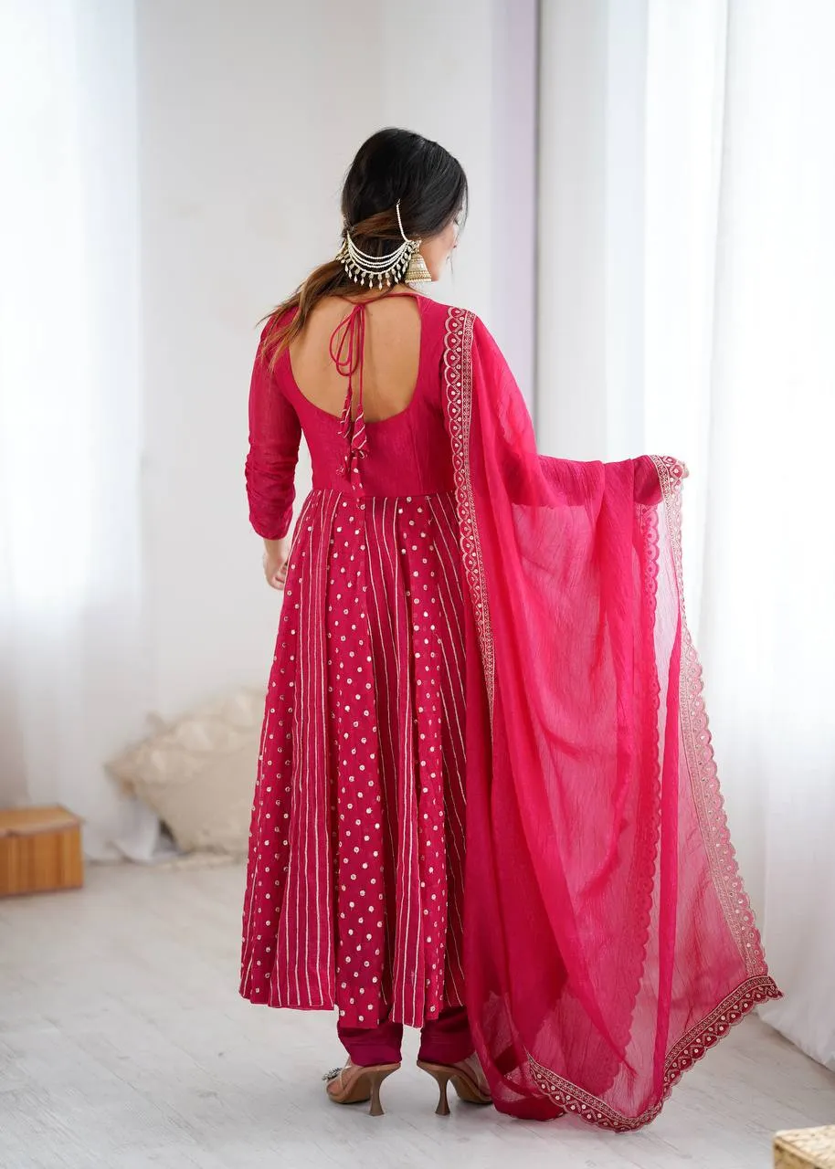 Launching Sabina 5293 Crunchy Silk Sequence Work Anarkali Readymade Dress Wholesale 2026
