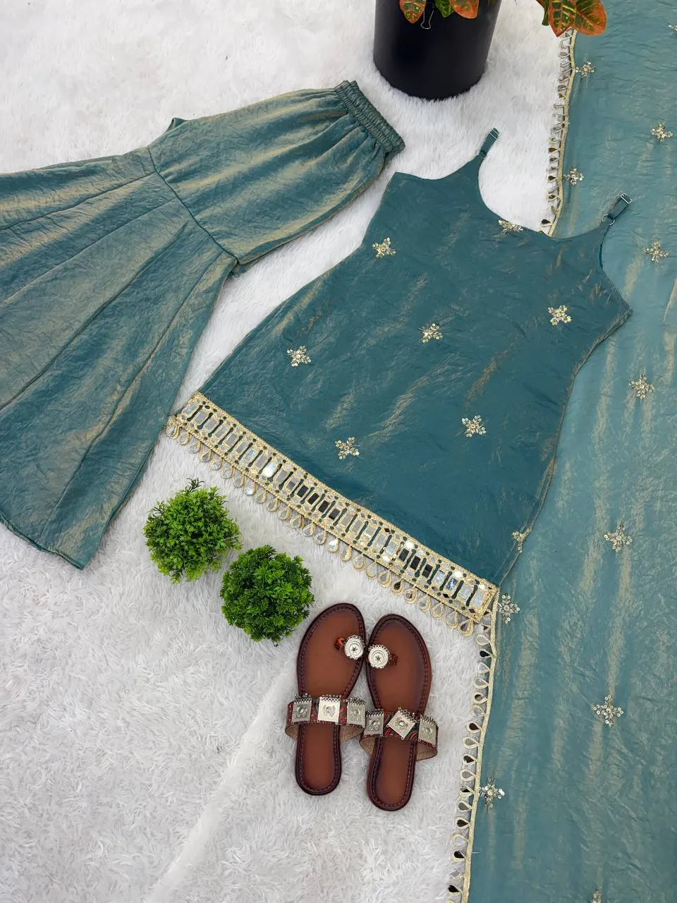Latest Sabina 5334 Fendy Silk Sky Blue Mirror Work Party Wear Sharara Suit Wholesale 2026