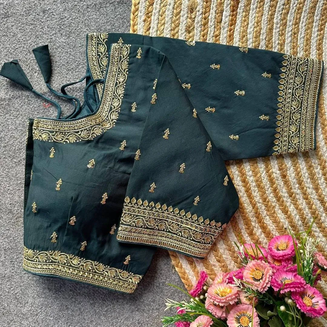 Mrunal 334 Divya Roman Silk Embroidery Festival Readymade Blouse Wholesale