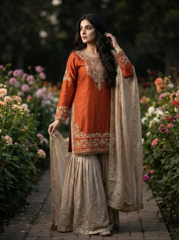Launching Sabina 1694 Gmy Silk Embroidery Party Wear Sharara Suit Wholesale 2026