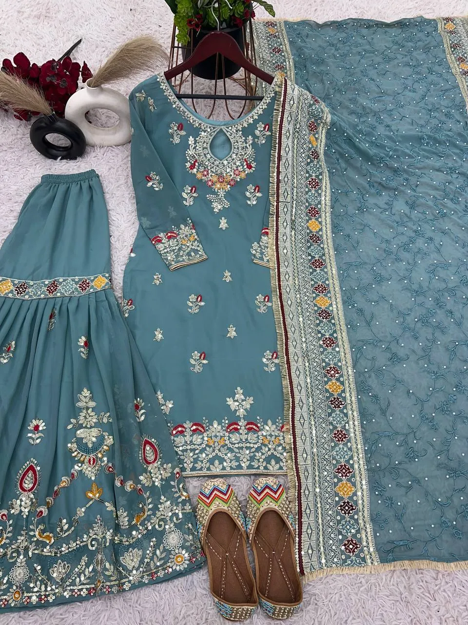 Latest Sabina 5007 Georgette Embroidery Festival Sharara Suit Wholesale 2026
