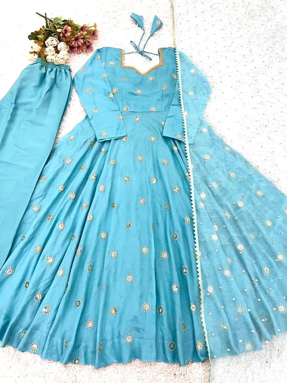 Beautiful Sabina 524 Vichitra Silk Sequence Work Anarkali Readymade Dress Wholesale 2026