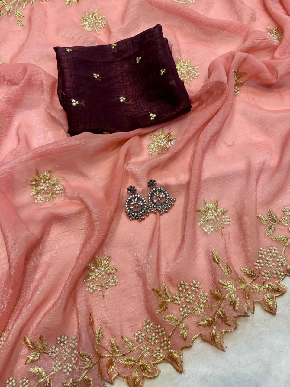 Beautiful RC1 Candy Crush Silk Moti Work Party Wear Saree Wholesale Surat 2026
