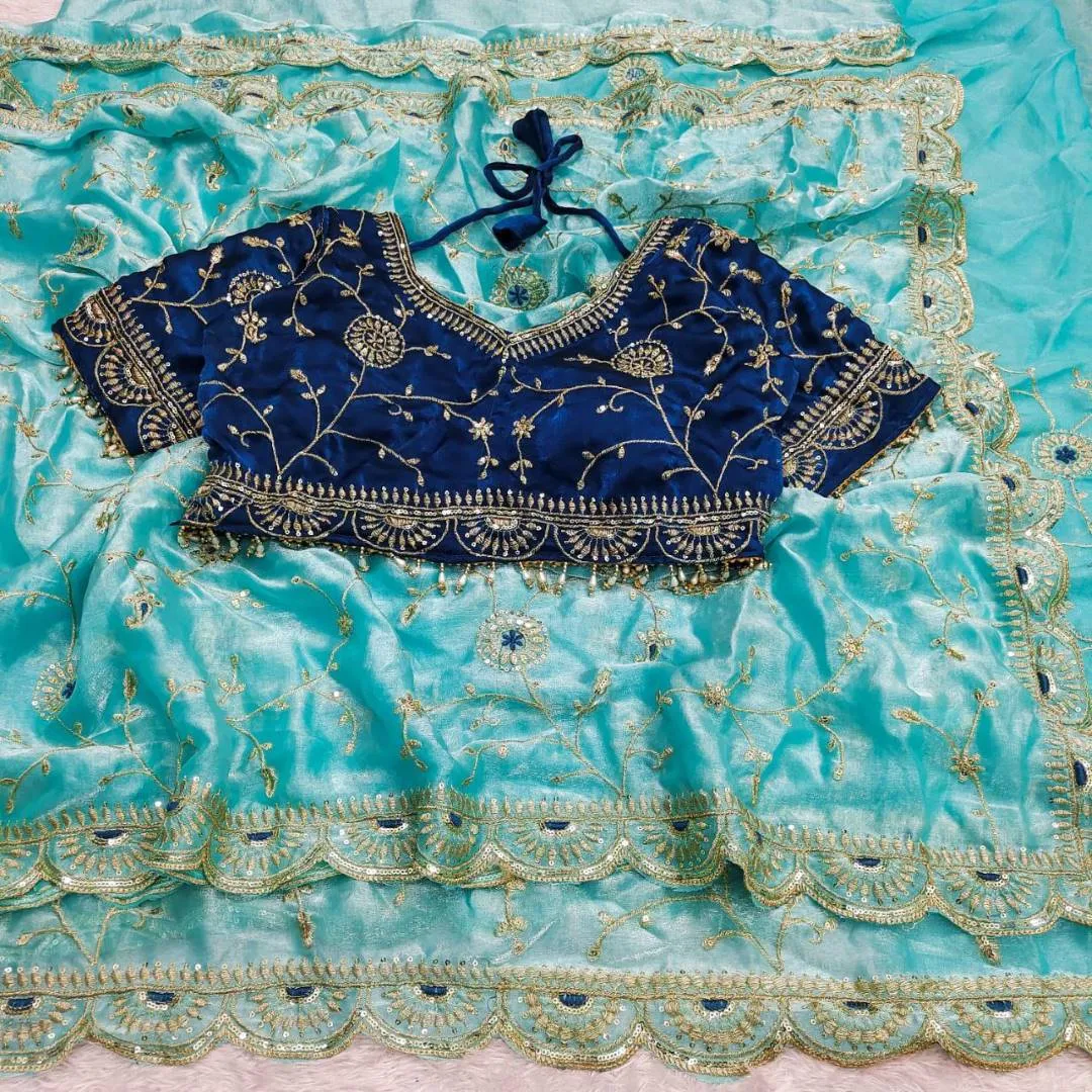 Buy RC1 Sartin Silk Embroidery Work Party Wear Saree Wholesale Surat 2026