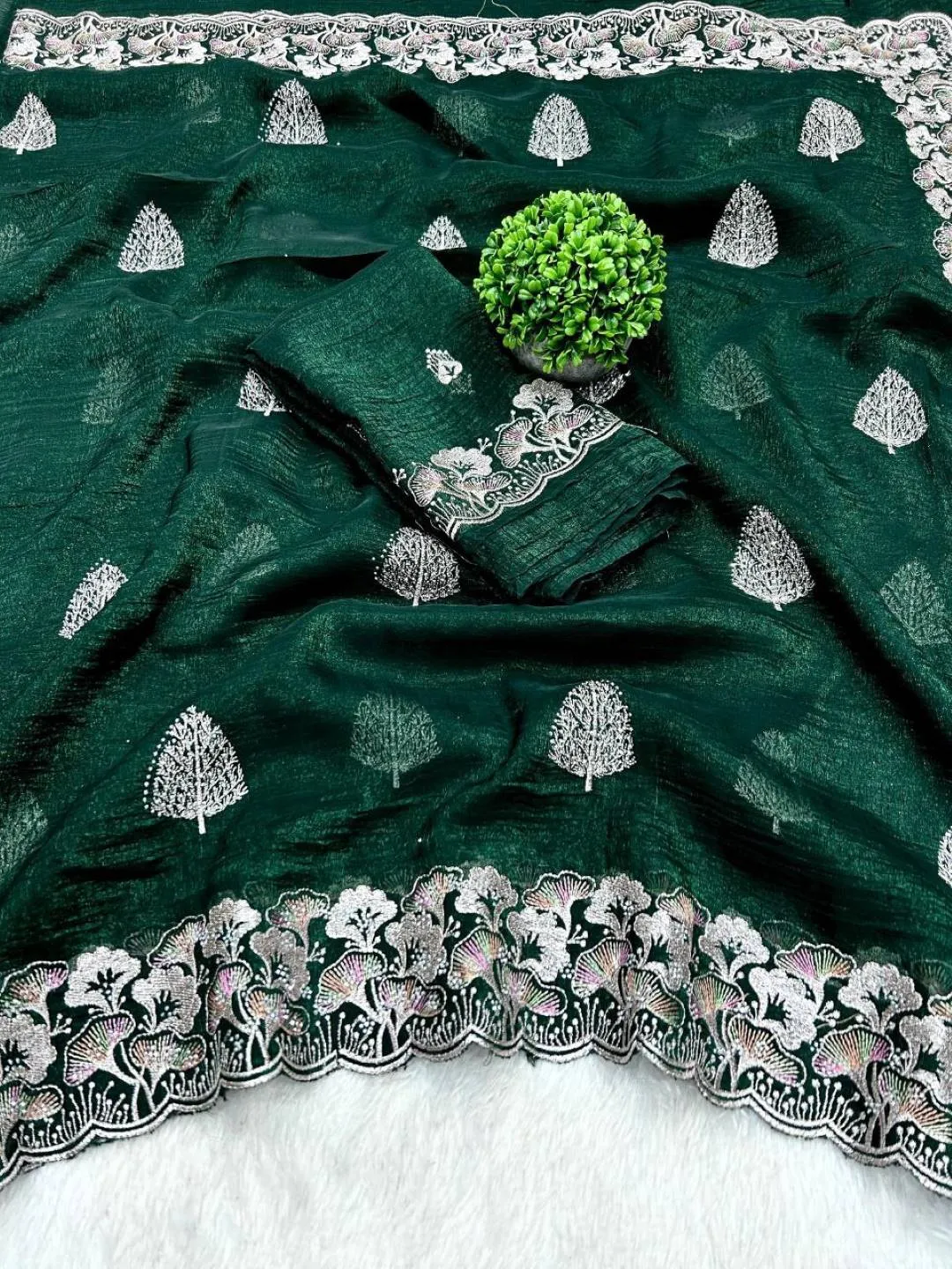 Latest RC1 Crunchy Silk Embroidery Work Festival Saree Wholesale Surat 2026