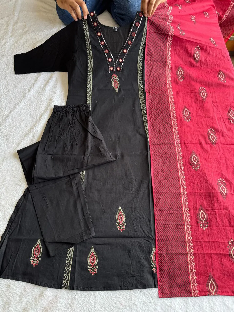 Launching KR 399 Cotton Black Hand Work Readymade Dress Wholesale Surat 2026