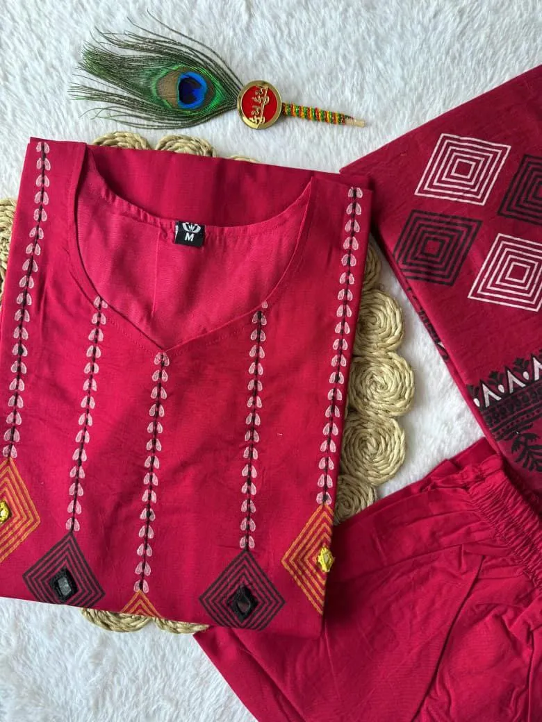 Stylish KR 400 Cotton Cherry Mirror Work Readymade Dress Wholesale Surat 2026