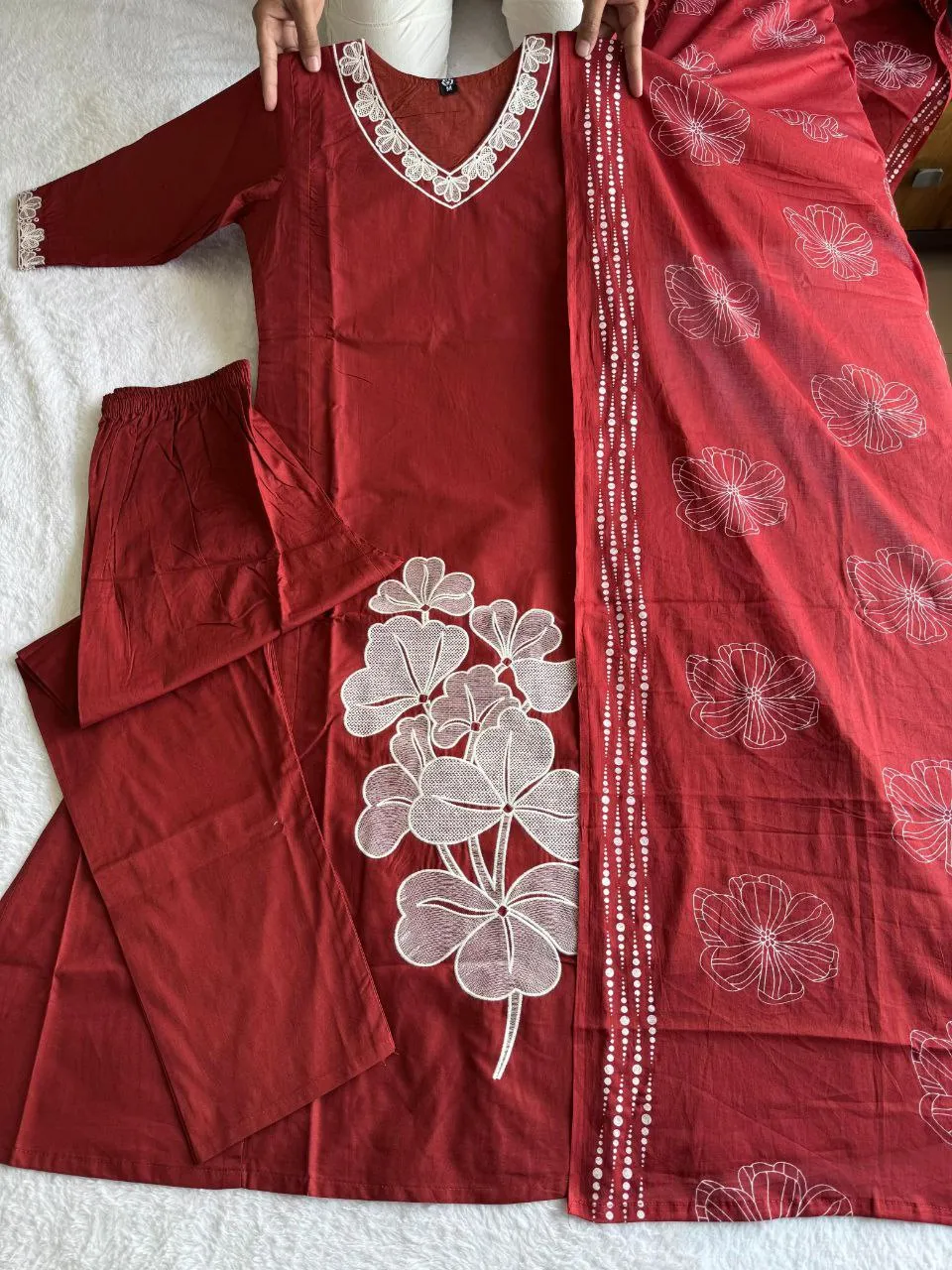 Buy KR 404 Cotton Falu Red Hand Block Designer Office Wear Readymade Dress Wholesale Surat 2026