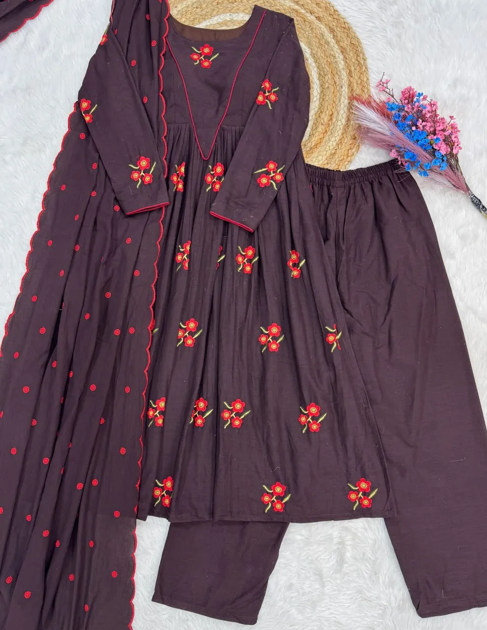 Stylish Moni 1245 Cotton Embroidery Work Festival Readymade Dress Wholesale Surat 2026