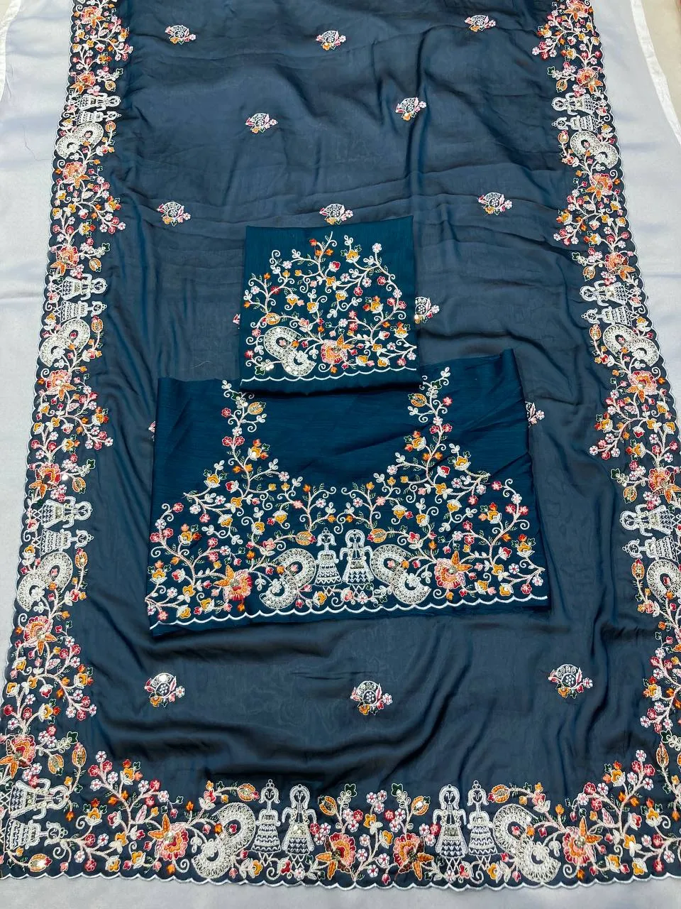Latest Kiara Swastik Rangoli Silk Wedding Embroidery Work Saree Wholesale Surat 2026