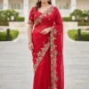 Launching Kiara Rajkumari Fendy Chiffon Embroidery Saree Wholesale Surat 2026