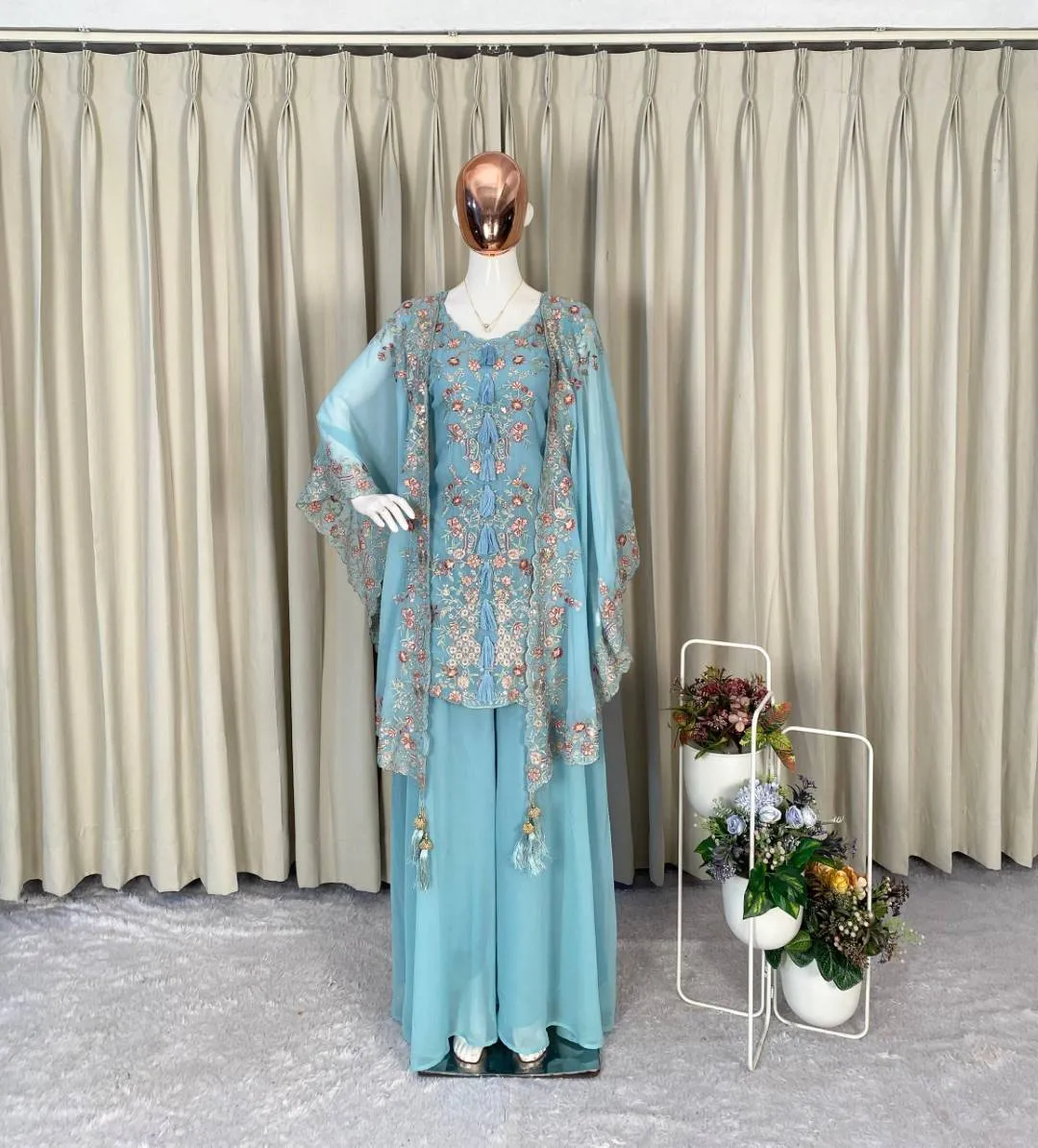 Beautiful BV 406 Georgetta Embroidery Work Festival Kurta Plazzo Wholesale Surat 2026
