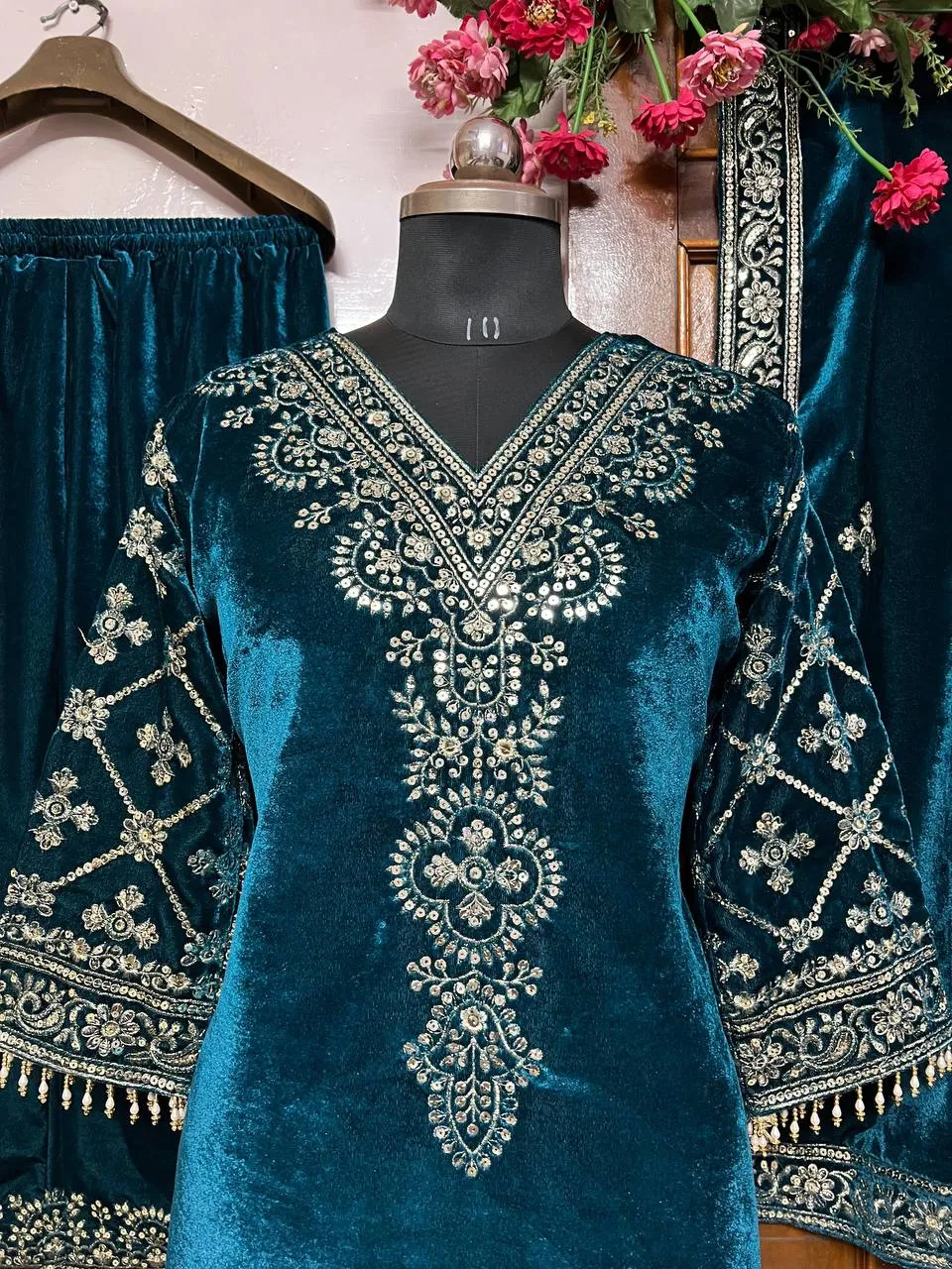 Beautiful C585 1333 Velvet Sequins Work Readymade Dress Wholesale Surat 2026