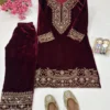 Launching C585 1428 Velvet Zari Embroidery Work Kurti Wholesale Surat 2026
