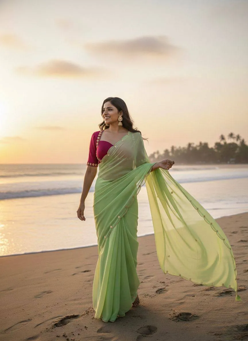 Buy WMS Georgette Hand Work Saree Wholesale Surat 2026