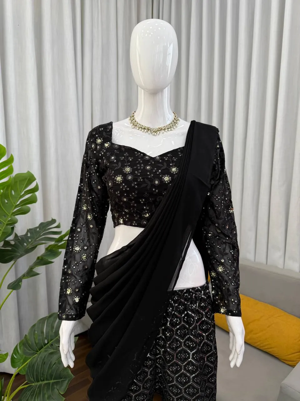 Buy Deepika 5994 Gorgette Thread Work Lehenga Saree Wholesale Surat 2026