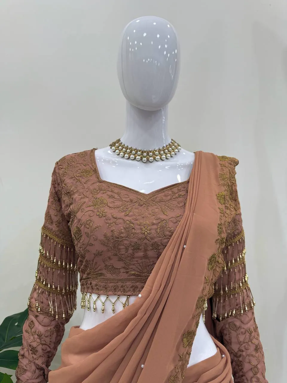 Stylish Deepika 6489 Gorgette Sequence Work Lehengha Saree Wholesale Surat 2026