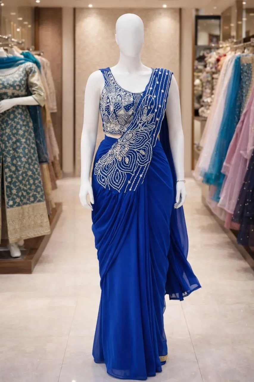 Buy Madhuri 255 Trending Georgette Embroidery Ready To Wear Saree Wholesale Surat 2026