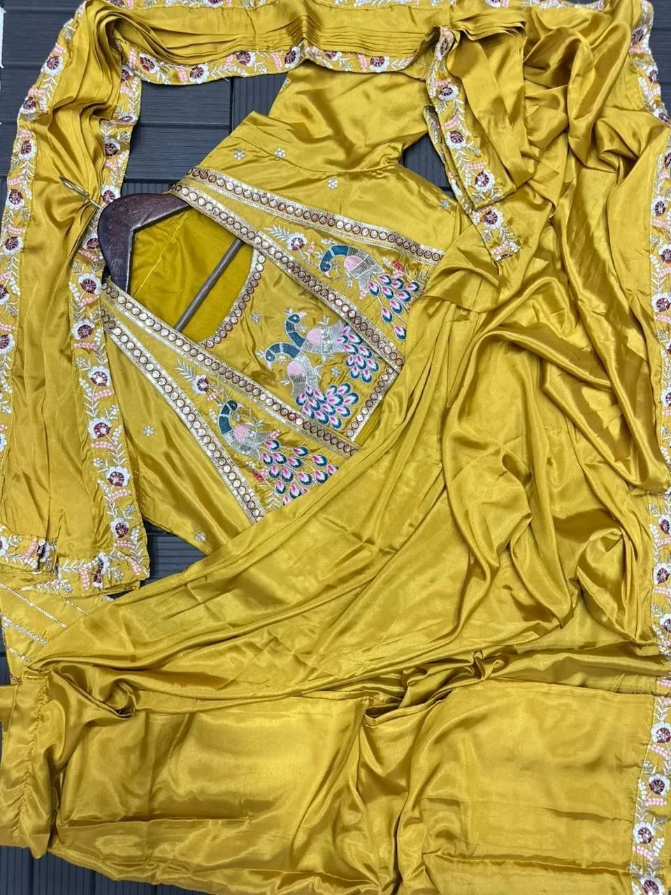 Buy Madhuri 256 Satin Embroidery Ready To Wear Saree Wholesale Surat 2026