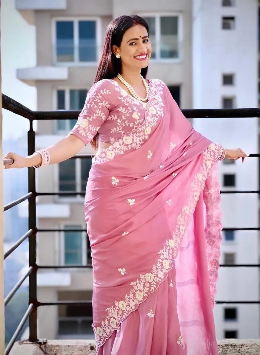 Beautiful Kiara Bhakti Chinon Silk Party Wear Saree Wholesale Surat 2026