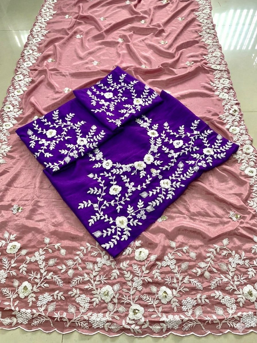 Kiara Bhakti Chinon Silk Party Wear Saree Wholesale Surat