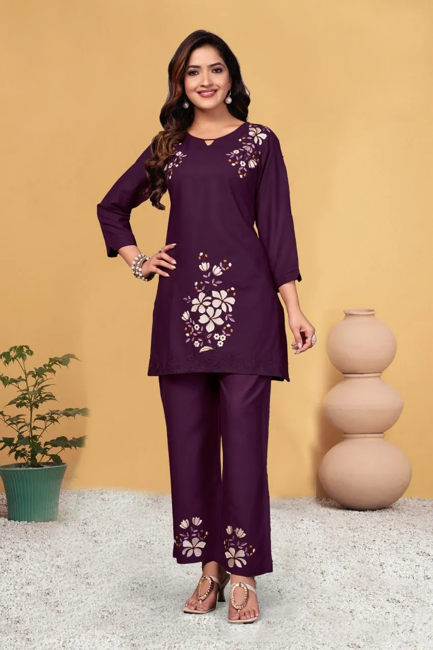 Latest Lila 132 Viscose Rayon Embroidery Co Ord Set Wholesale 2026