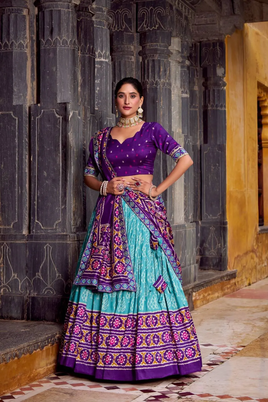 Stylish WMN 1246 Tasar Silk Ikkat Printed Lehenga Choli Wholesale 2026