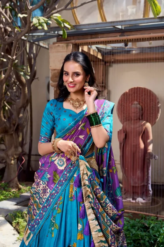 Latest WMN 1236 Tasar Silk Kalamkari Printed Lehenga Choli Wholesale 2026