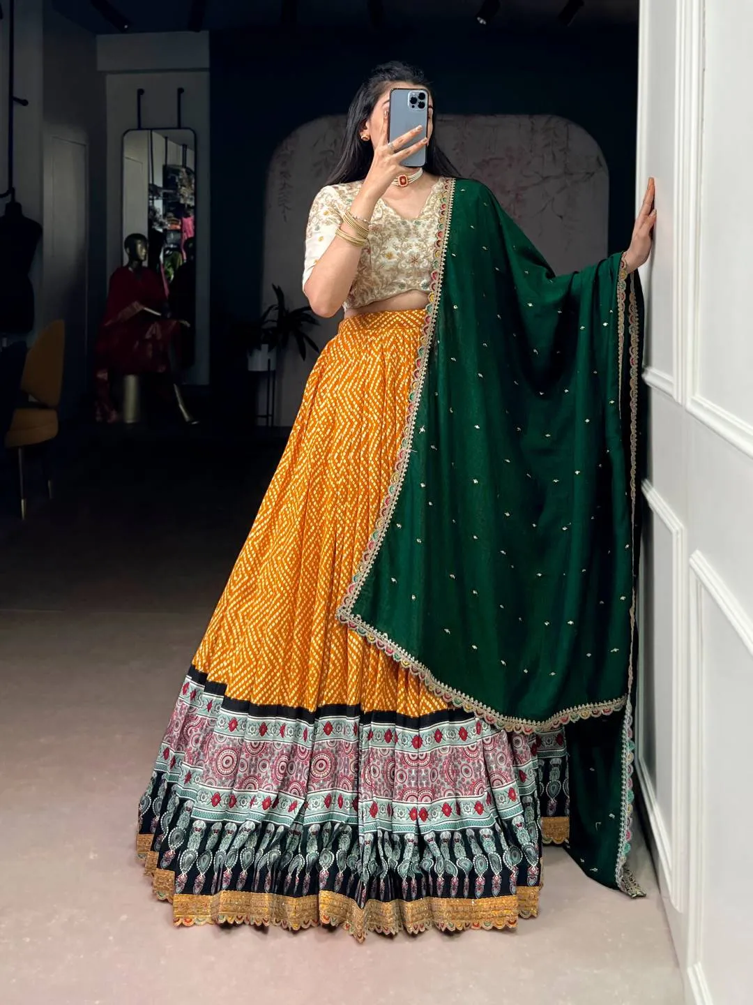 Buy WMN 1416 Rayon Bandhej Lehenga Choli Wholesale 2026