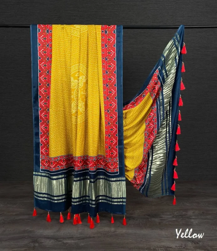 Stylish WMN 4001 Gaji Silk Printed Tassels Work Dupatta Wholesale 2026