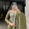 Stylish WMN 3037 Gold Crush Embroidery Work Reeadymade Dress Wholesale 2026