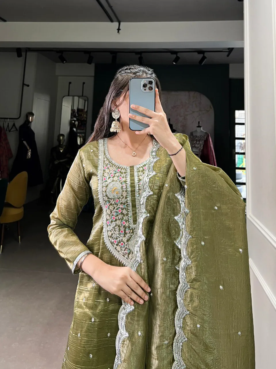 Stylish WMN 3037 Gold Crush Embroidery Work Reeadymade Dress Wholesale 2026