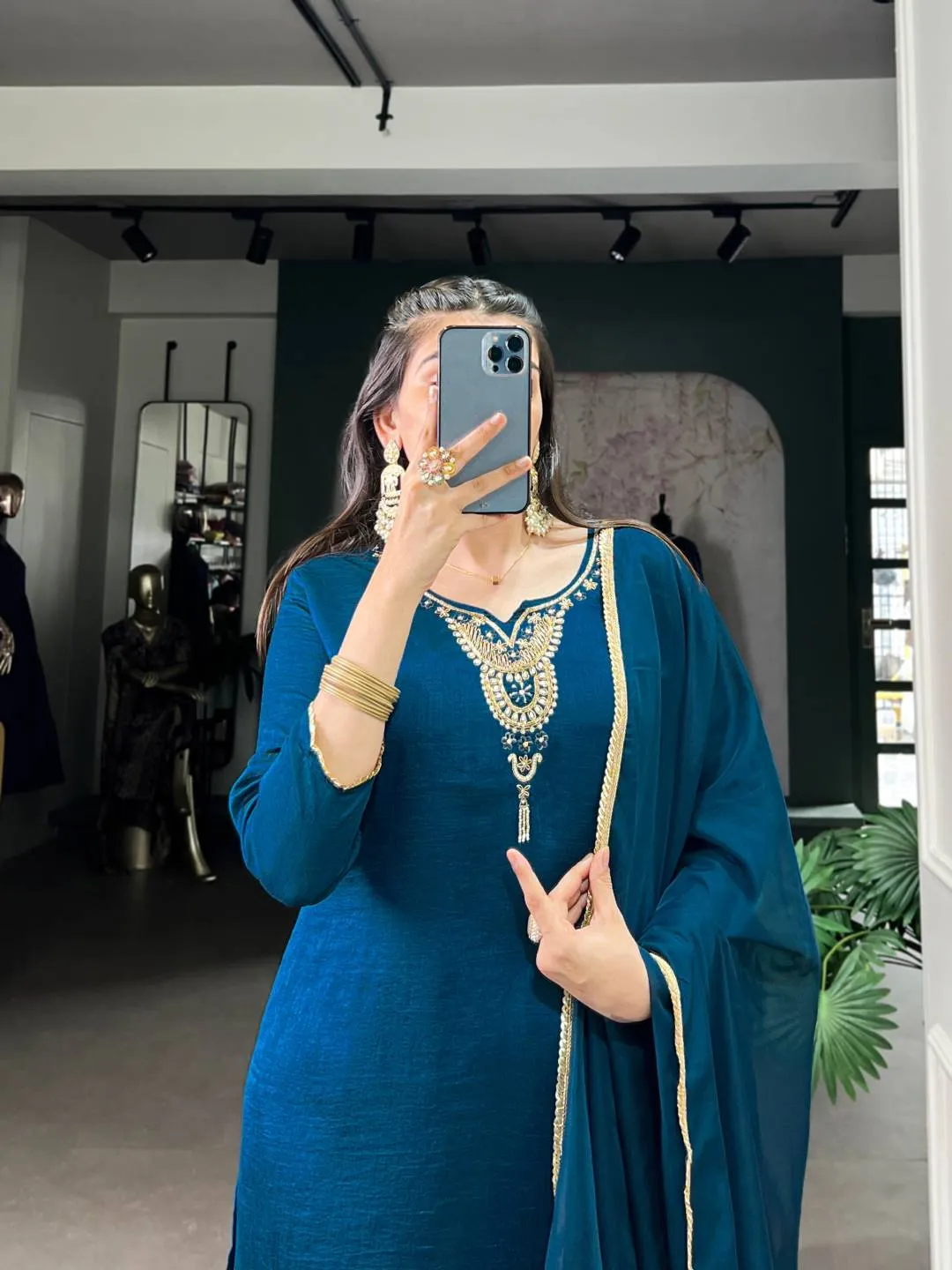 Stylish WMN 3043 Vichitra Silk Handwork Work Reeadymade Dress Wholesale 2026