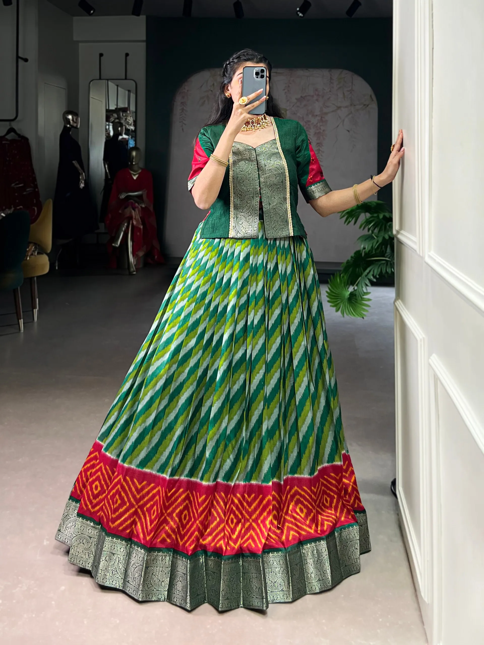 Buy WMN 1107 Tasar Silk Weaving Work Lehenga Blouse Wholesale 2026
