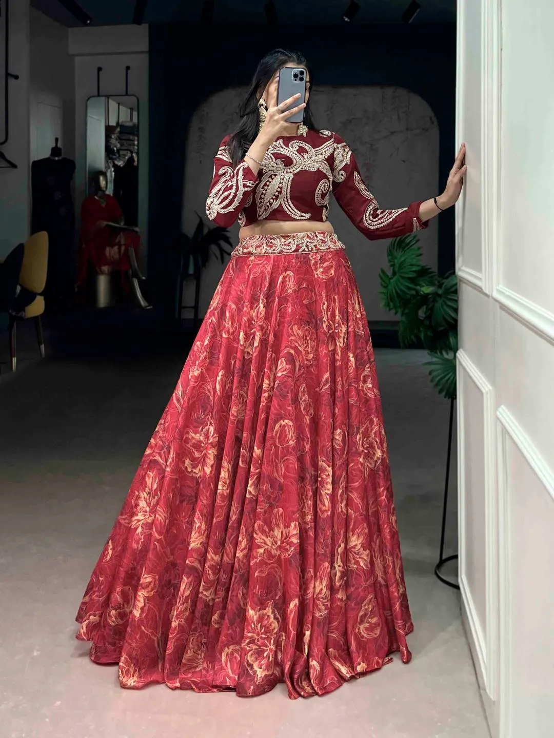 Buy WMN 1125 Tasar Silk Printed Embroidery Lehenga Choli Wholesale 2026