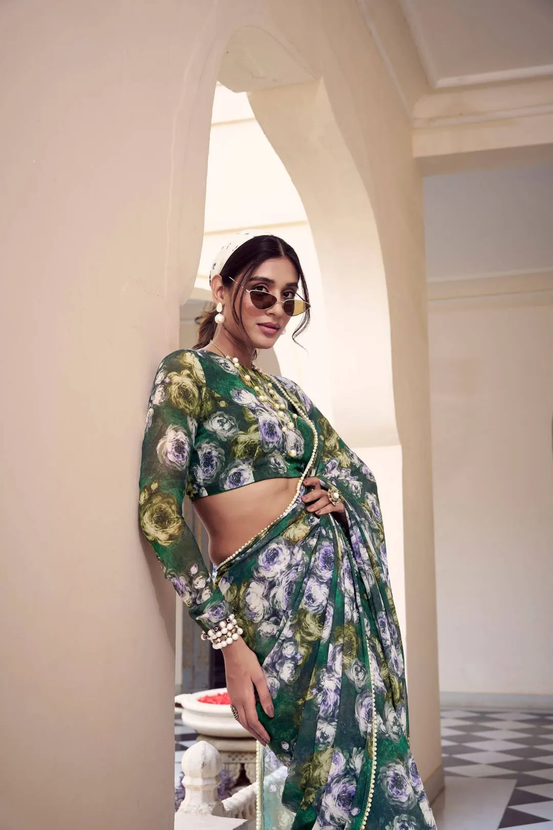 Latest WMN 7042 Weightless Marbal Floral Printed Saree Wholesale 2026