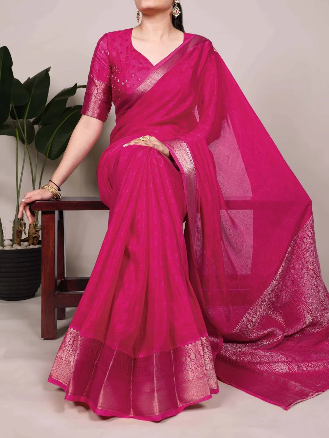 Buy WMN 7902 Chinon Printed Weaving Work Saree Wholesale 2026