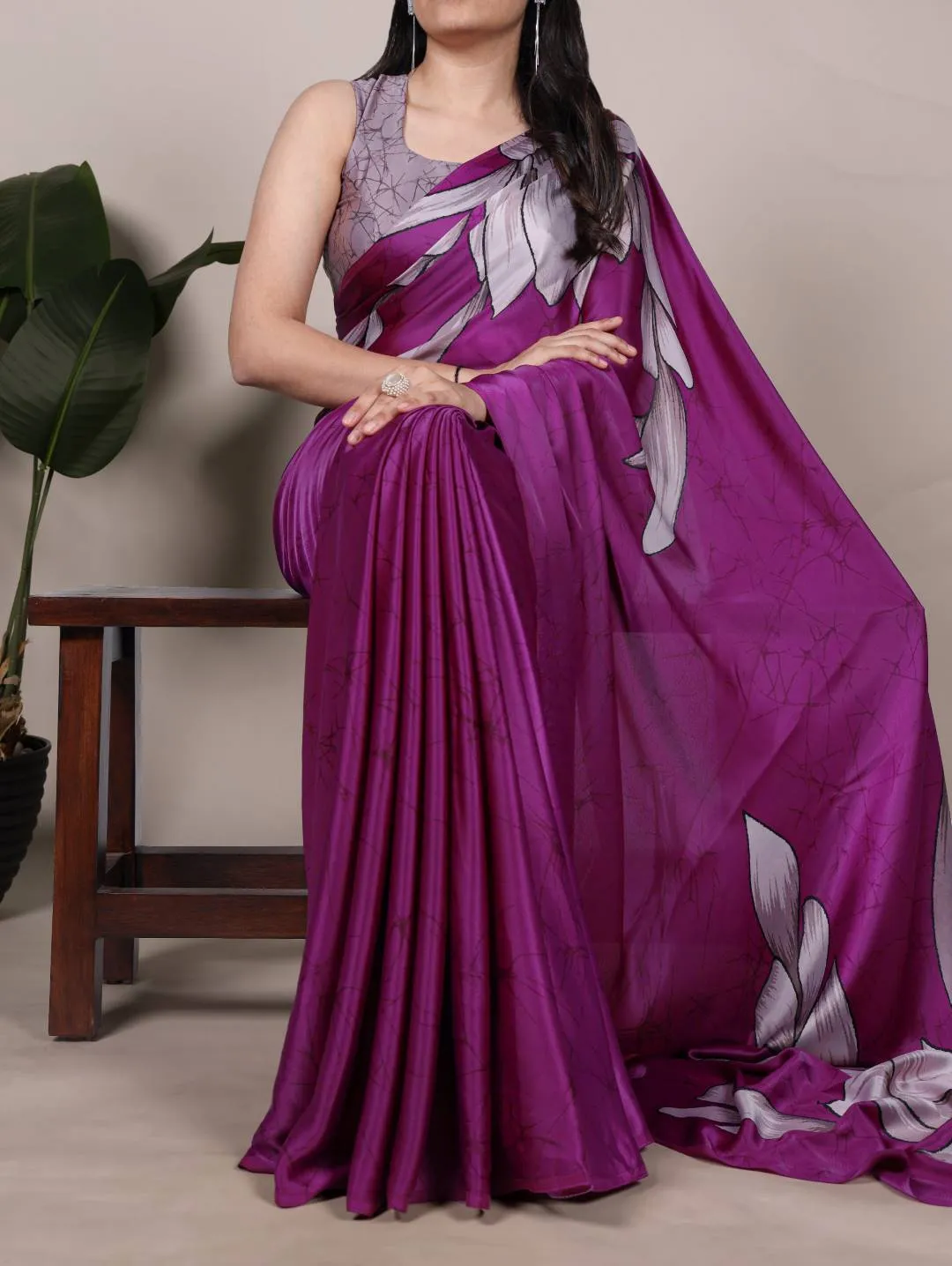 Latest WMN 7054 Satin Silk Floral Printed Saree Wholesale 2026