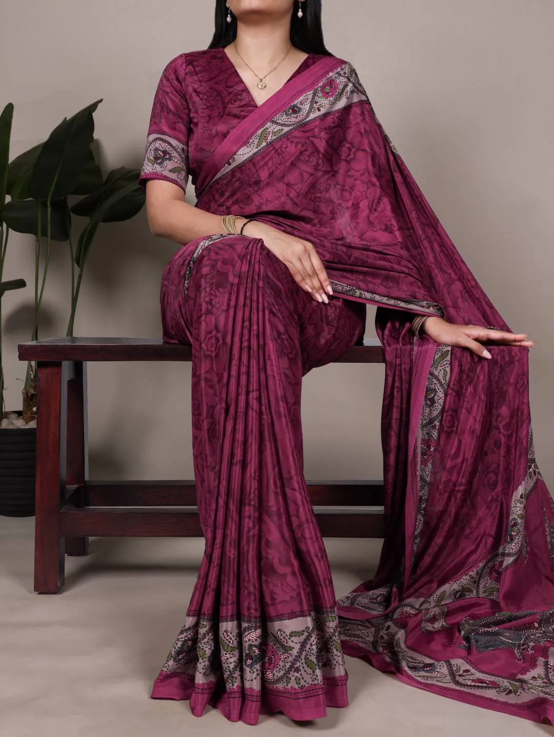 Buy WMN 7056 Crepe Printed Saree Wholesale 2026