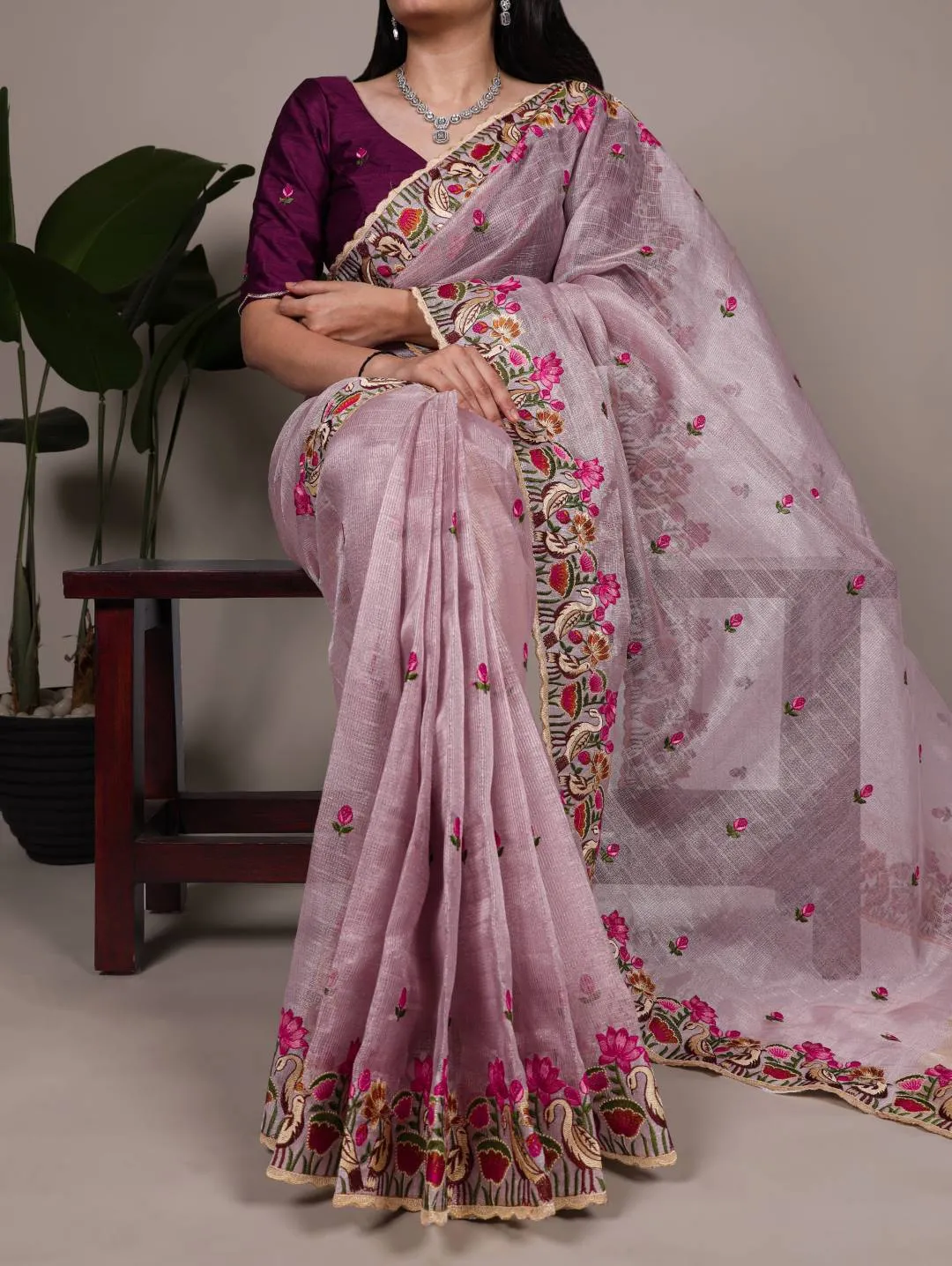 Stylish WMN 7400 Zari Kota Tissue Party Wear Embroidery Saree Wholesale 2026