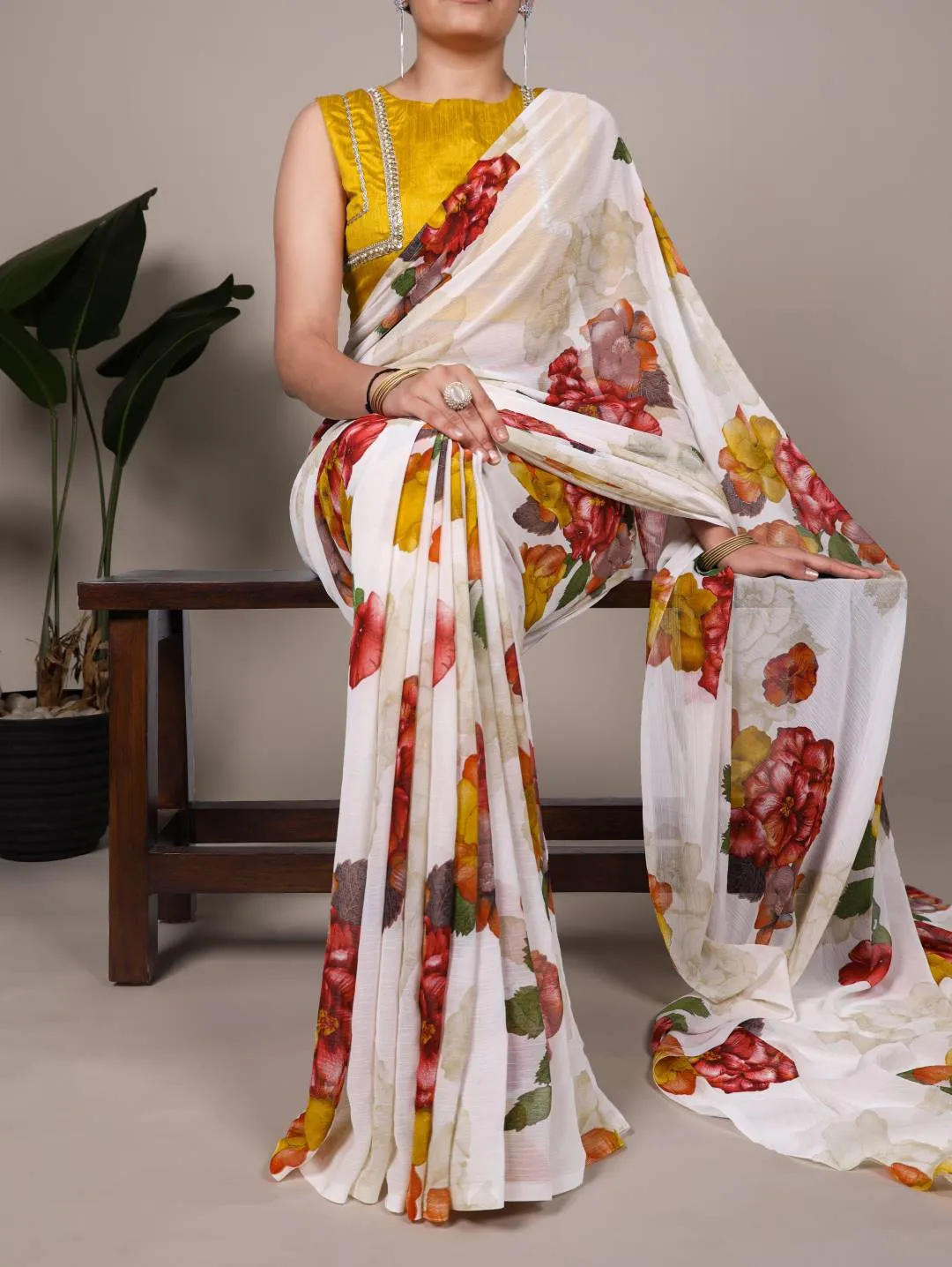 Beautiful WMN 7009 Chiffon Floral Printed Saree Wholesale 2026