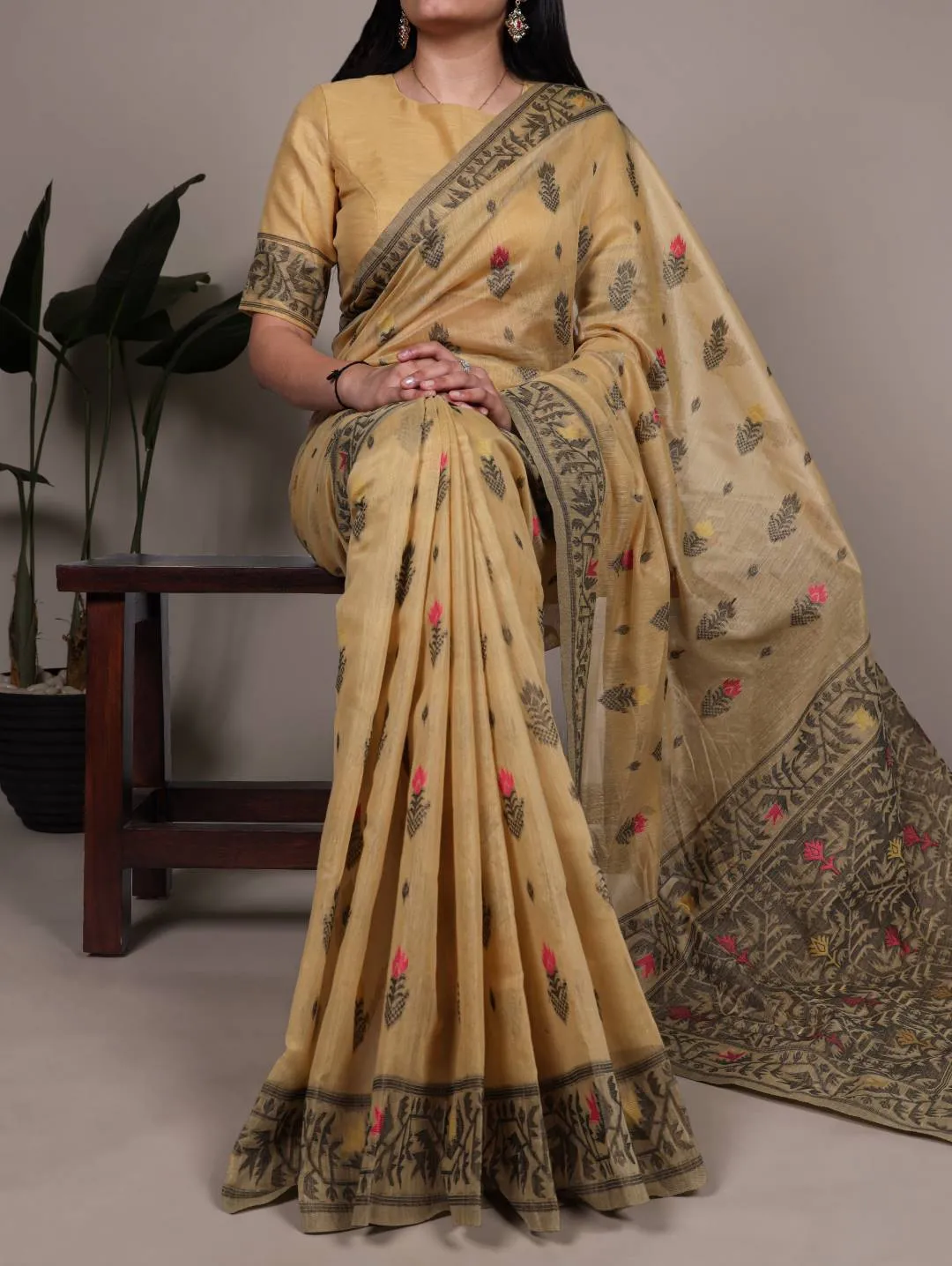 Stylish WMN 7415 Poly Cotton Thread Weaving Work Saree Wholesale 2026