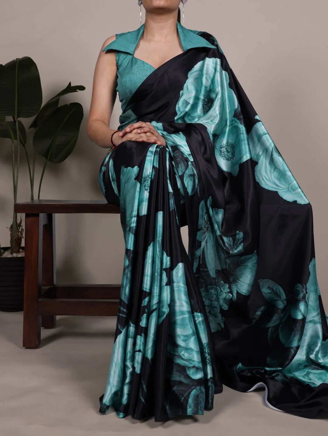 Latest WMN 7027 Satin Silk Floral Printed Party Wear Saree Wholesale 2026