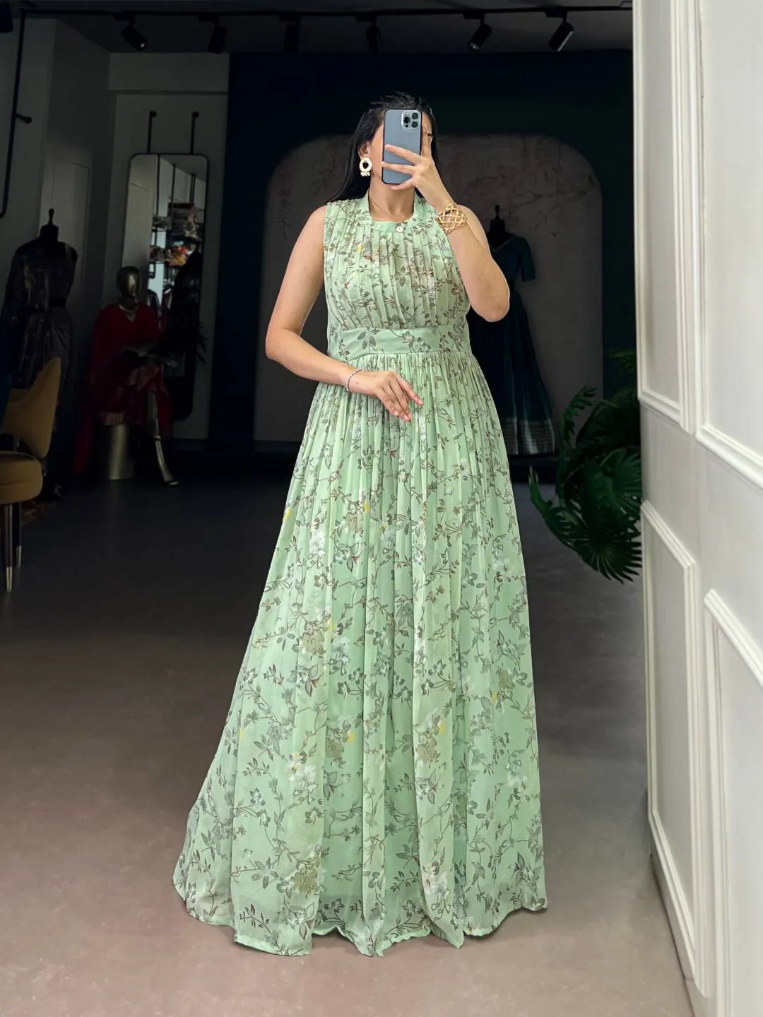 Latest WMN 5200 Weightless Marbal Floral printed Gown Wholesale 2026