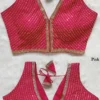 Latest Mrunal Pinky Roman Silk Embroidery Work Readymade Blouse 2026
