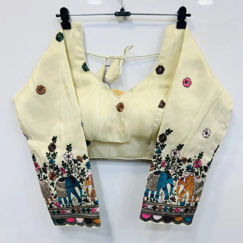 Launching Mrunal Figer Simmer Tissue Viscos Embroidery Readymade Blouse 2026